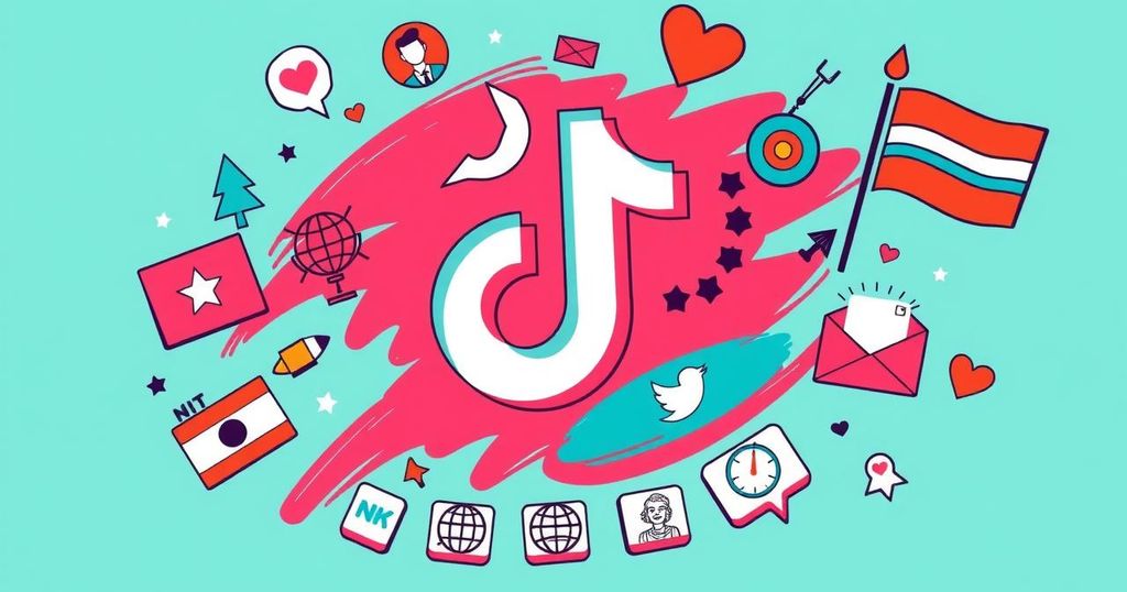 A vibrant TikTok logo with political icons, representing Gen Z's creative political expression on social media.