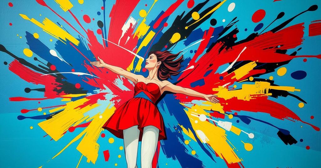 Abstract artwork representing resilience and determination, with bold colours symbolising hope and strength.