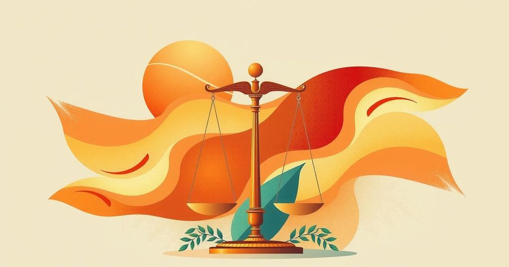 A conceptual illustration depicting stability, unity, and optimism in a democratic context with warm tones.